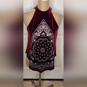 Shyanne Burgundy Velvet Top Size XS